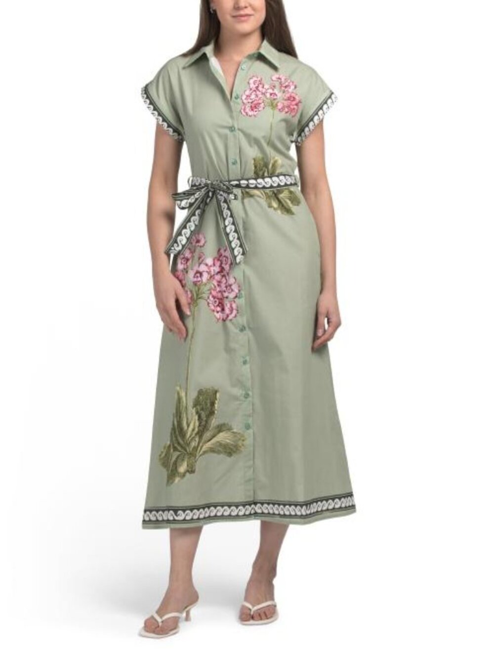 MAGARI Made In Italy Short Sleeve Maxi Dress With Belt